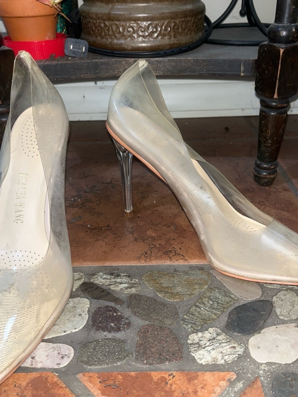 Clear PVC Pointed Toe Pumps - Unbranded